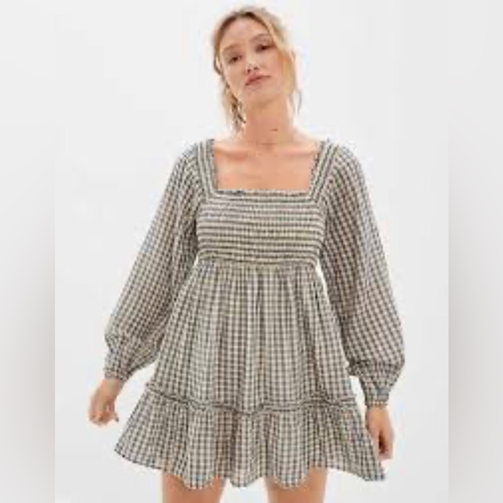 American eagle puff sleeve ruched mini dress XS